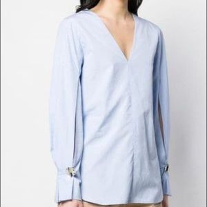 3.1 PHILLIP LIM Long Sleeve V-Neck Poplin Blouse